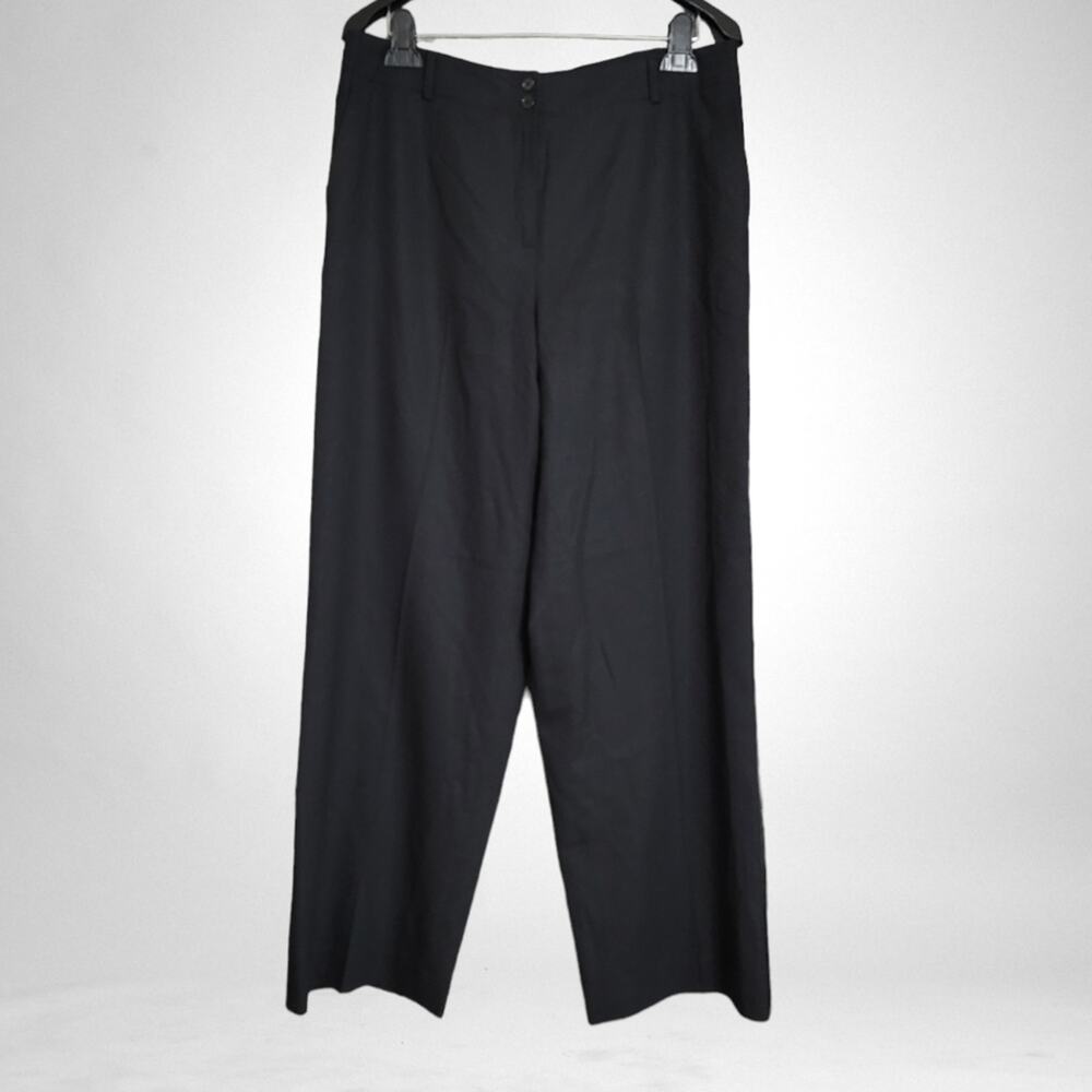 Talbots Italy Black Wool Dressy Wide Leg Trousers Size 14